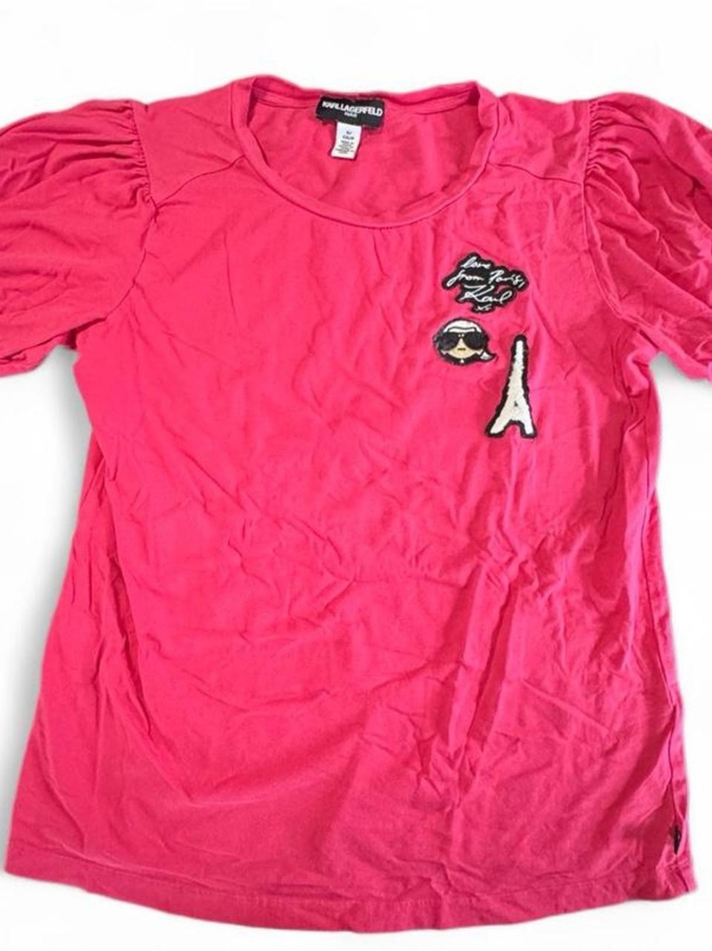 Karl Lagerfeld Bright Pink Paris Patch Tee